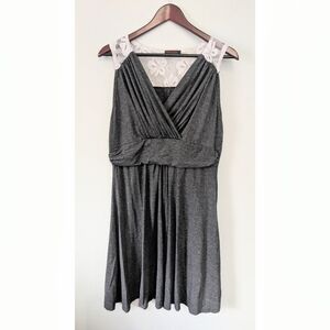 Vessos Gray Lace Back Fit And Flare Vneck Dress Size Large
